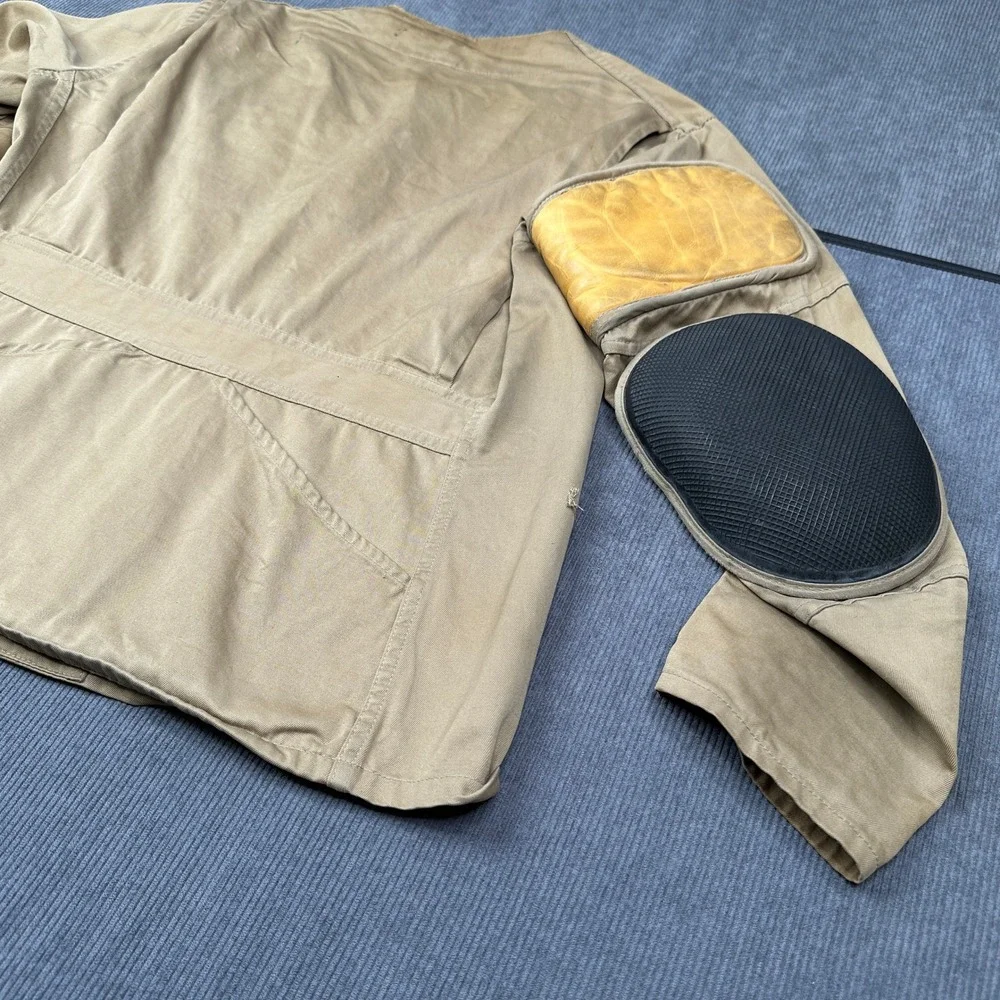 Vintage 10-X Shooting Jacket Tan Cotton Twill Leather Recoil Pad Mens 44 L